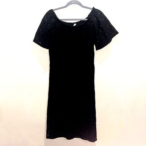 ESPRESSO Women’s 1X Black Lined Lace Pullover Stretch Dress Goth Dark Fairy